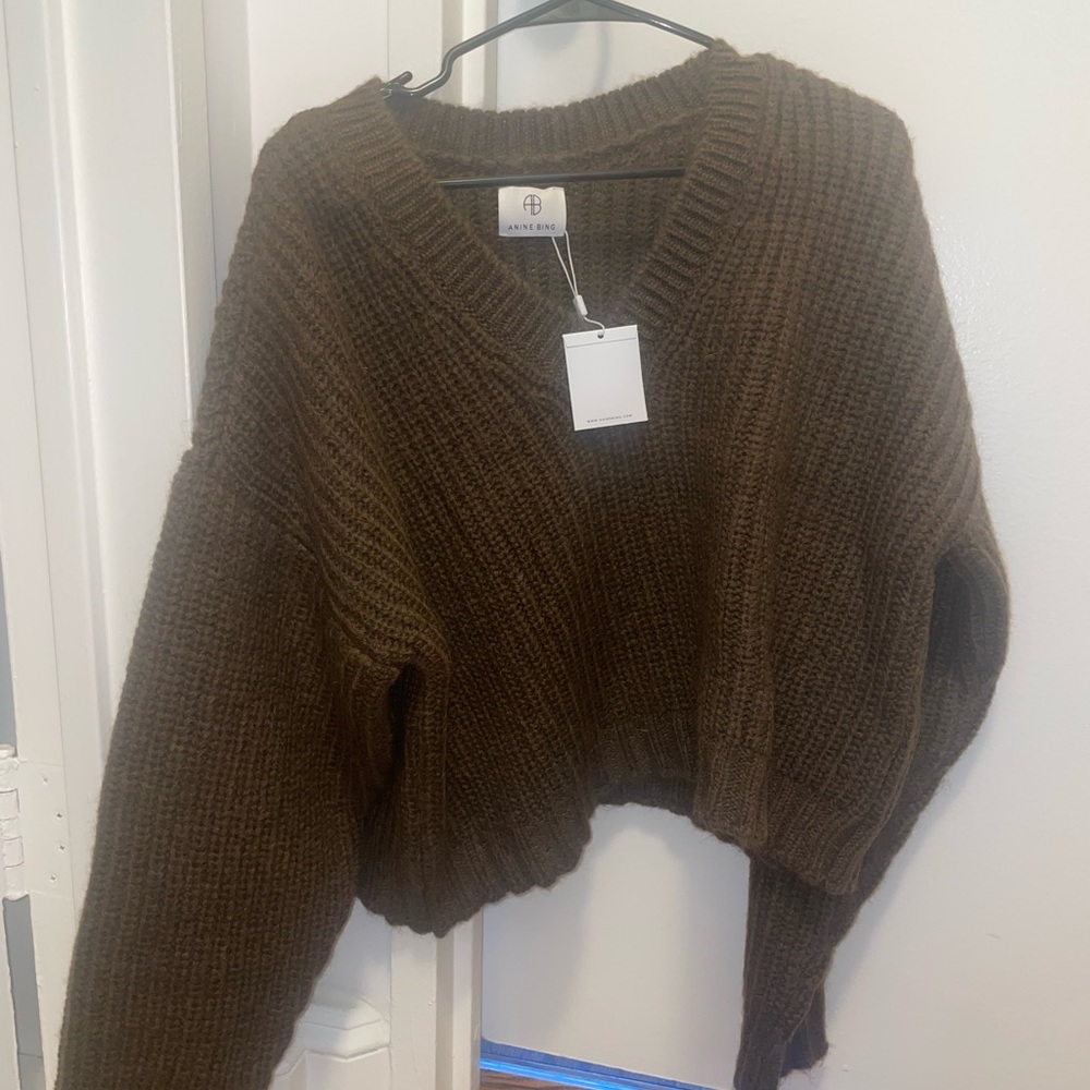 ANINE BING Brown V-Neck Sweater. Brand new never before worn.